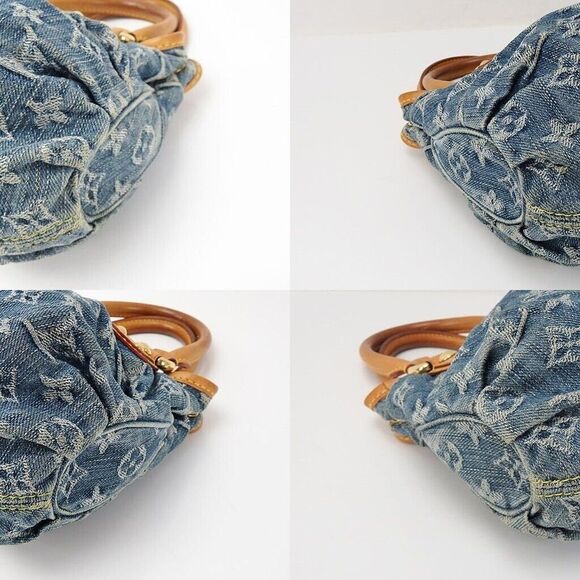 Pleaty Blue Monogram Denim Hand Bag - Picture 6 of 10